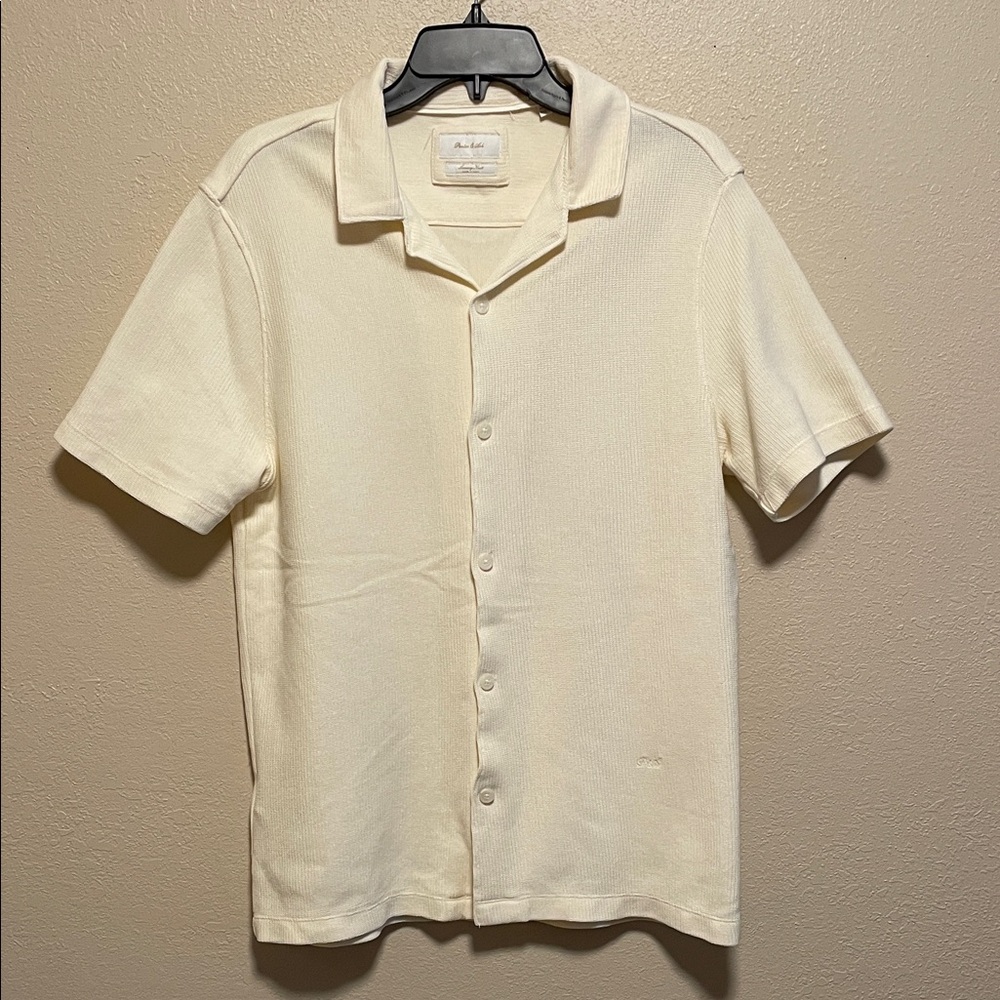 Porter and Ash Men's Cream Short Sleeve Button Down Shirt